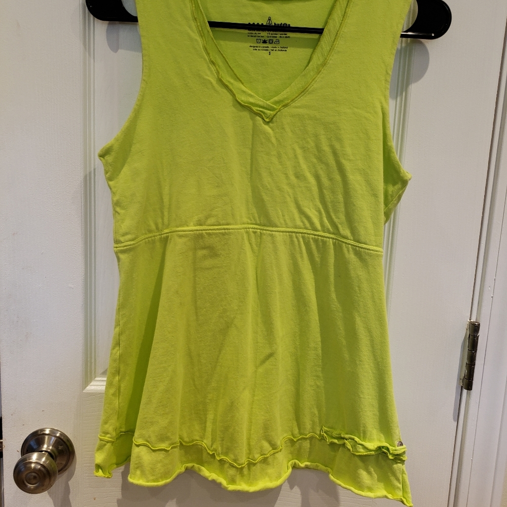 neon buddha Lime Green V-Neck Tank Top